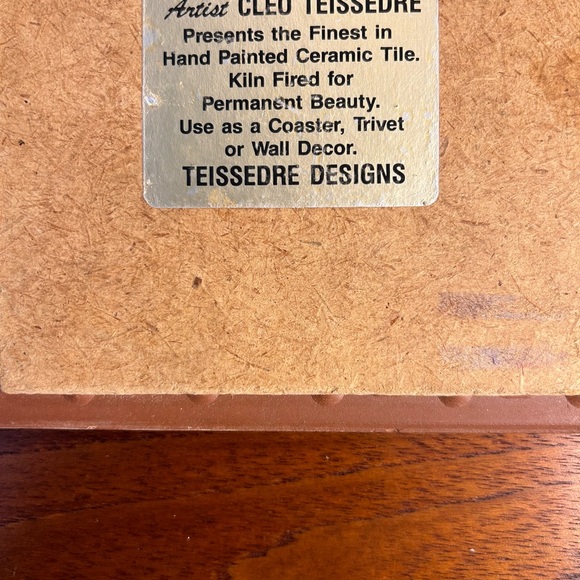 Cleo Teissedre (1930-2020) Colourful, Hand painted Ceramic Tile/Wall Art/Trivet - Picture 6 of 8